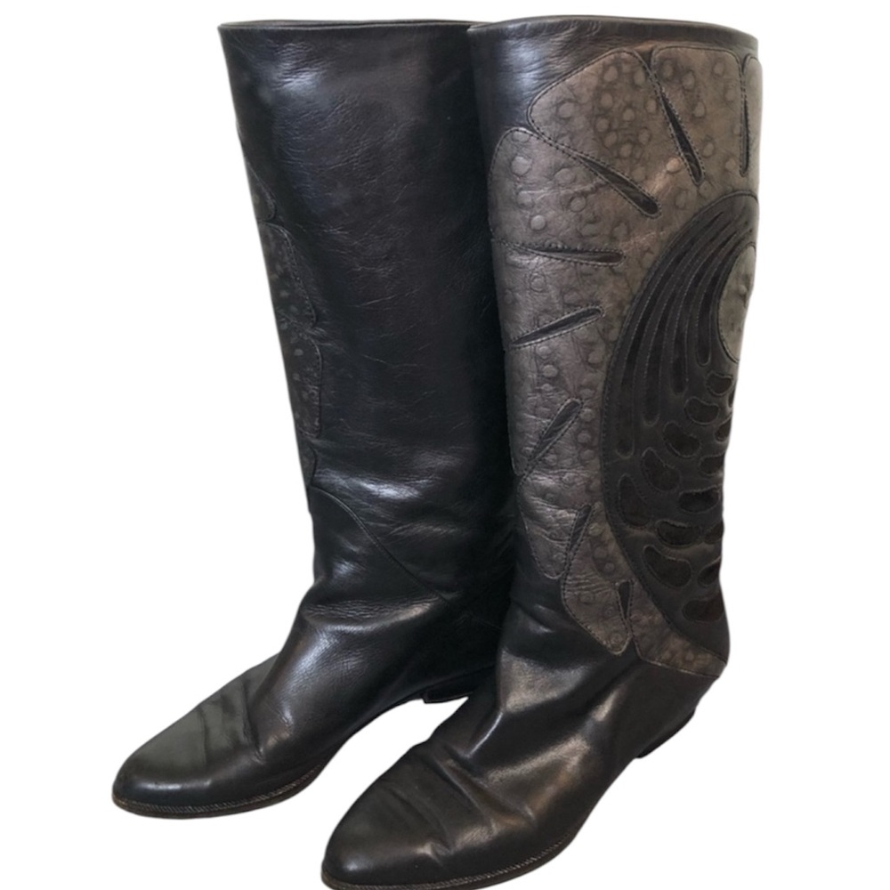 Tatiana Vintage Italian Leather Boots Patterned Size 38 US 7.5